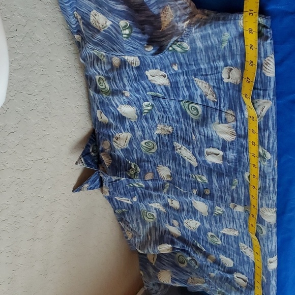 VTG 2XL Pierre Cardin Hawaiian shirt blue seashell button down 100% cott… - Picture 7 of 8